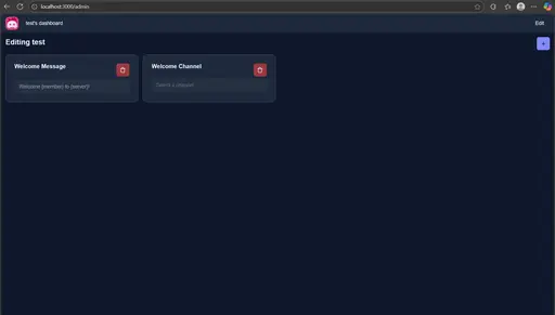 Bot dashboard interface for server admins