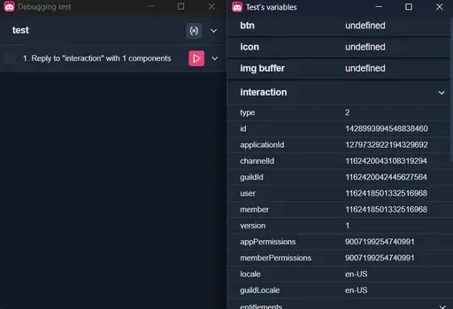 Live debugger showing bot behavior and variables